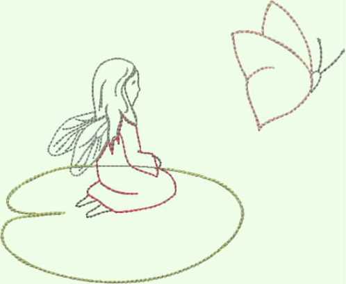 embroidery design "girl with butterfly"